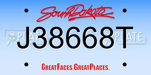 J38668T South Dakota License Plate