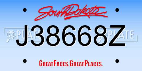 J38668Z South Dakota License Plate