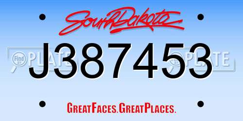 J387453 South Dakota License Plate