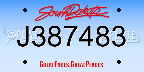 J387483 South Dakota License Plate