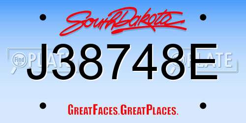 J38748E South Dakota License Plate