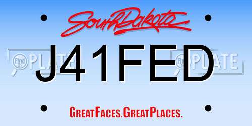 J41FED South Dakota License Plate