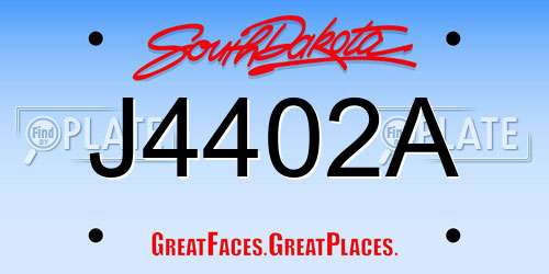 J4402A South Dakota License Plate
