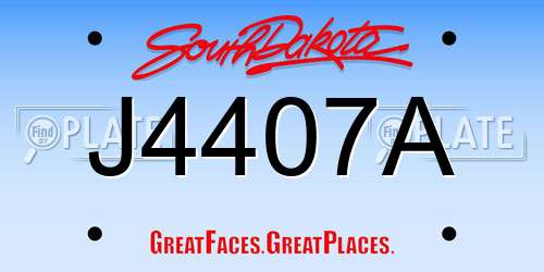 J4407A South Dakota License Plate