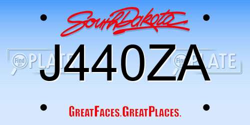 J440ZA South Dakota License Plate