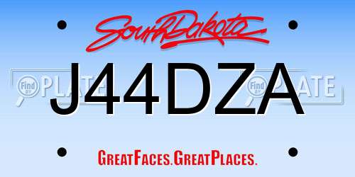 J44DZA South Dakota License Plate