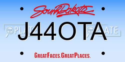 J44OTA South Dakota License Plate