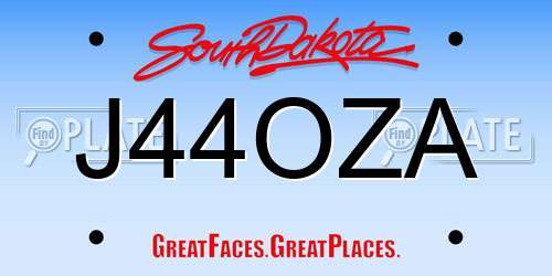 J44OZA South Dakota License Plate