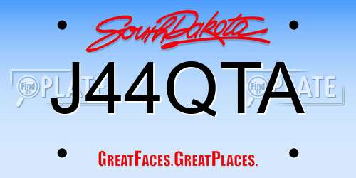 J44QTA South Dakota License Plate