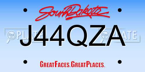 J44QZA South Dakota License Plate