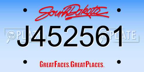 J452561 South Dakota License Plate