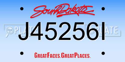 J45256I South Dakota License Plate