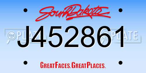 J452861 South Dakota License Plate
