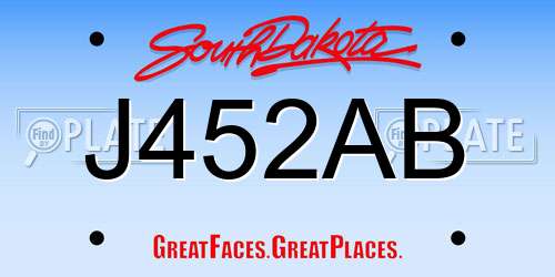 J452AB South Dakota License Plate