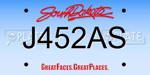 J452AS South Dakota License Plate