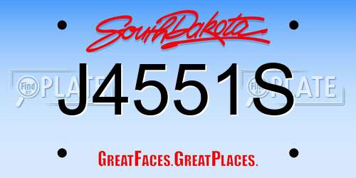 J4551S South Dakota License Plate