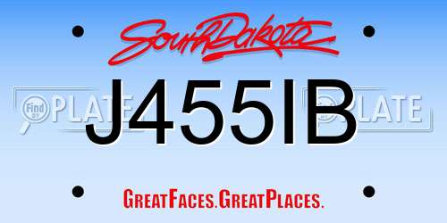 J455IB South Dakota License Plate