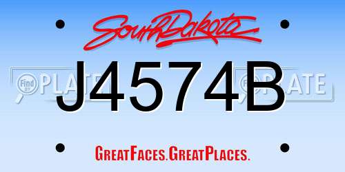 J4574B South Dakota License Plate