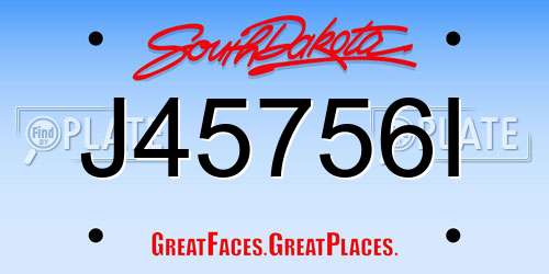 J45756I South Dakota License Plate