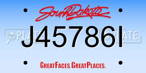 J45786I South Dakota License Plate