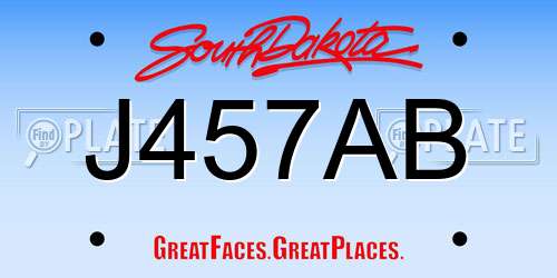 J457AB South Dakota License Plate