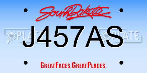 J457AS South Dakota License Plate