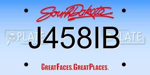 J458IB South Dakota License Plate