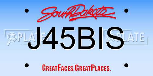 J45BIS South Dakota License Plate