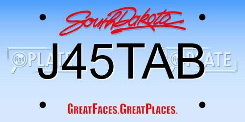 J45TAB South Dakota License Plate