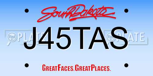 J45TAS South Dakota License Plate