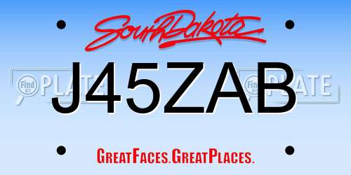 J45ZAB South Dakota License Plate