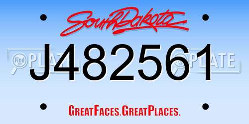 J482561 South Dakota License Plate