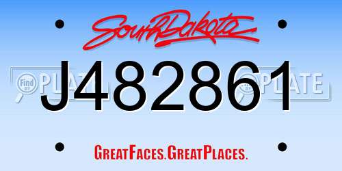 J482861 South Dakota License Plate