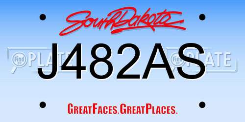 J482AS South Dakota License Plate
