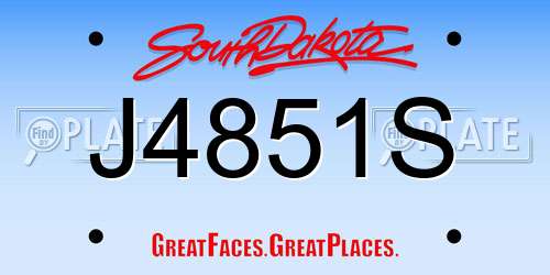 J4851S South Dakota License Plate