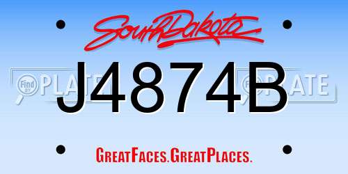 J4874B South Dakota License Plate