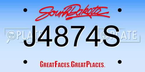J4874S South Dakota License Plate