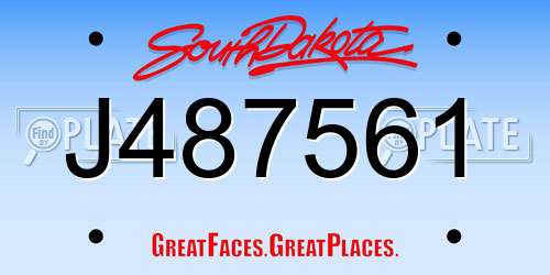 J487561 South Dakota License Plate