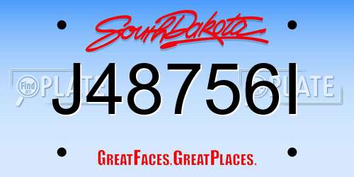 J48756I South Dakota License Plate