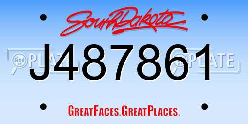 J487861 South Dakota License Plate