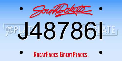 J48786I South Dakota License Plate