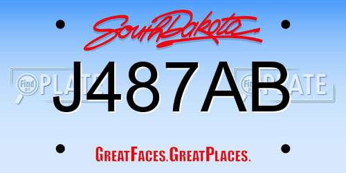 J487AB South Dakota License Plate