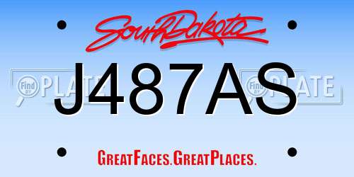J487AS South Dakota License Plate