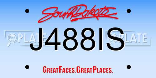 J488IS South Dakota License Plate