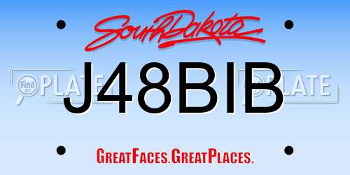 J48BIB South Dakota License Plate