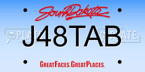 J48TAB South Dakota License Plate
