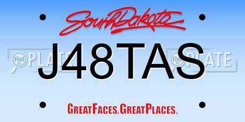 J48TAS South Dakota License Plate