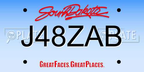 J48ZAB South Dakota License Plate