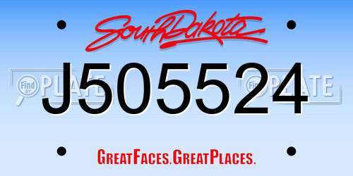 J505524 South Dakota License Plate