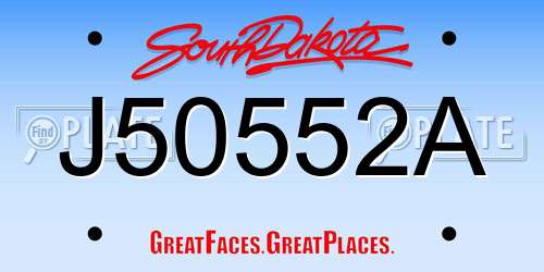 J50552A South Dakota License Plate